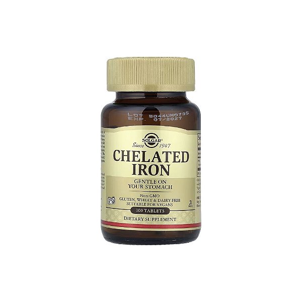Ferro Quelado Chelated Iron 25mg 100 Comprimidos - Solgar