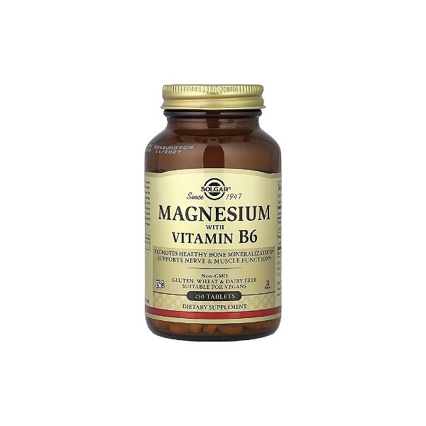 Magnésio com Vitamina B6 Magnesium with Vitamin B6 250 Comprimidos - Solgar