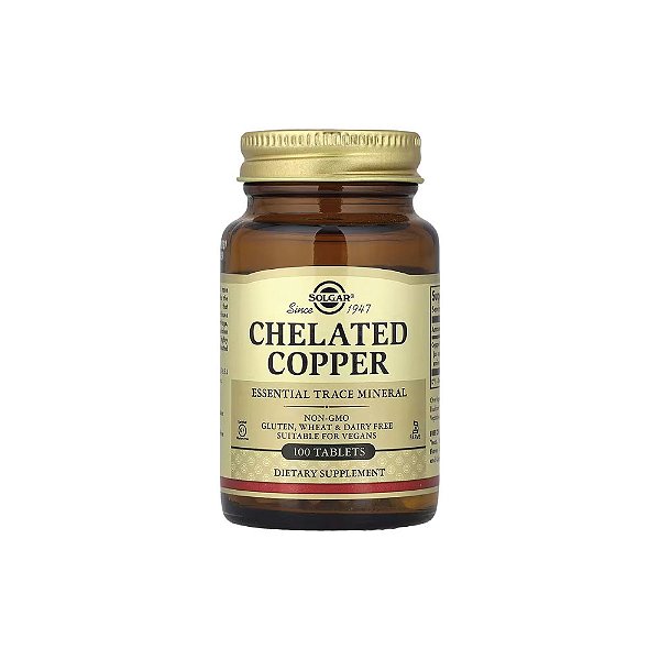 Cobre Quelato Chelated Copper 2,5mg 100 Comprimidos - Solgar
