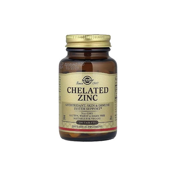 Zinco Quelato Chelated Zinc 22mg 100 Comprimidos - Solgar