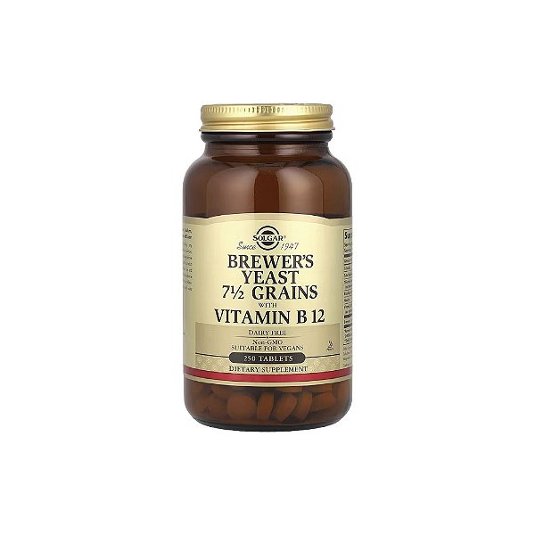 Levedura de Cerveja 7 1/2 Grãos com Vitamina B12 Brewer's Yeast 250 Comprimidos - Solgar