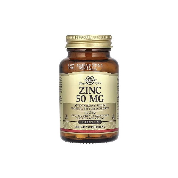 Zinco Zinc 50mg 100 Comprimidos - Solgar