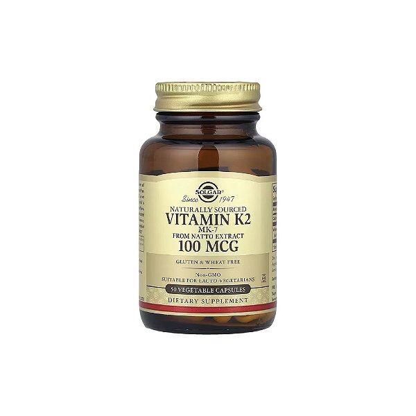 Vitamina K2 de Origem Natural MK-7 100mcg 50 Cápsulas Vegetais - Solgar