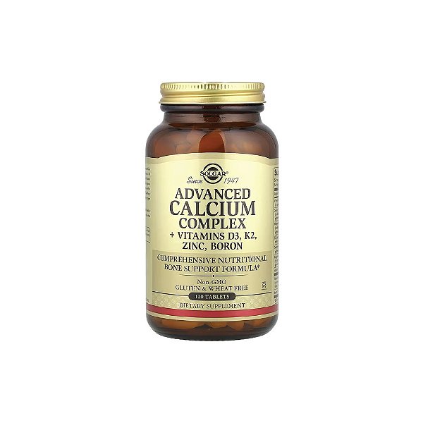 Complexo Avançado de Cálcio Advanced Calcium Complex com D3, K2, Zinco e Boro 120 Comprimidos - Solgar
