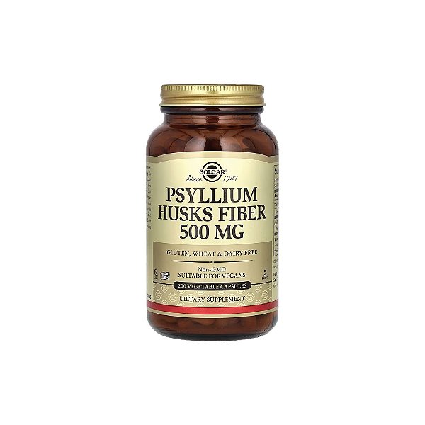 Psyllium Husks Fiber 500 mg 200 Cápsulas Vegetais - Solgar
