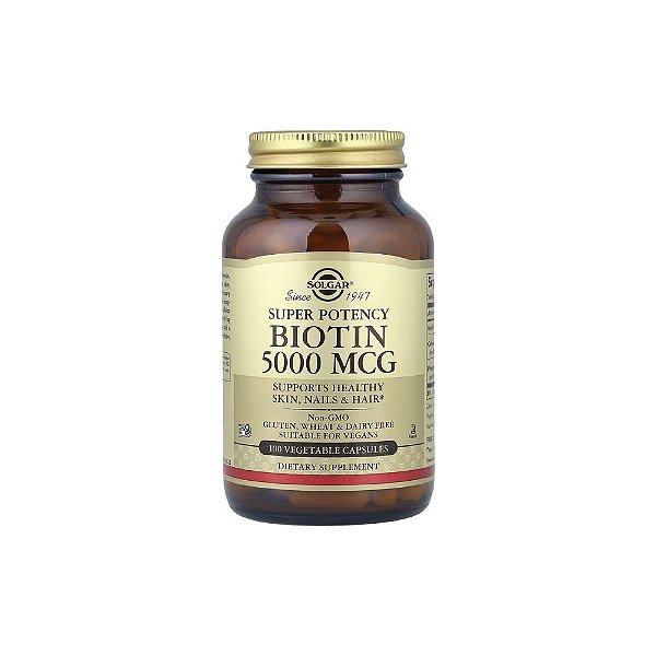 Biotina 5000mcg 100 Cápsulas Vegetais - Solgar