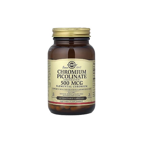 Picolinato de Cromo 500 mcg 60 Cápsulas Vegetais - Solgar