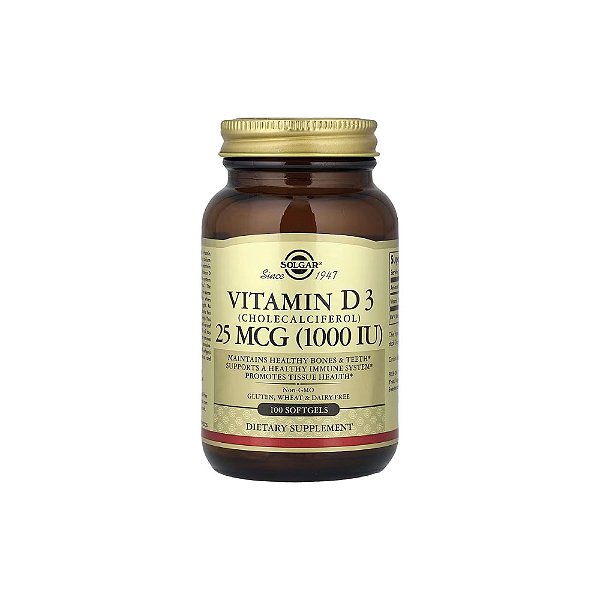 Vitamina D3 25 mcg (1.000 UI) 100 Cápsulas Cápsulas Gelatinosas - Solgar