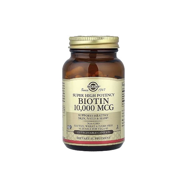 Biotina Potência Super alta 10.000 mcg 120 Cápsulas Vegetais - Solgar