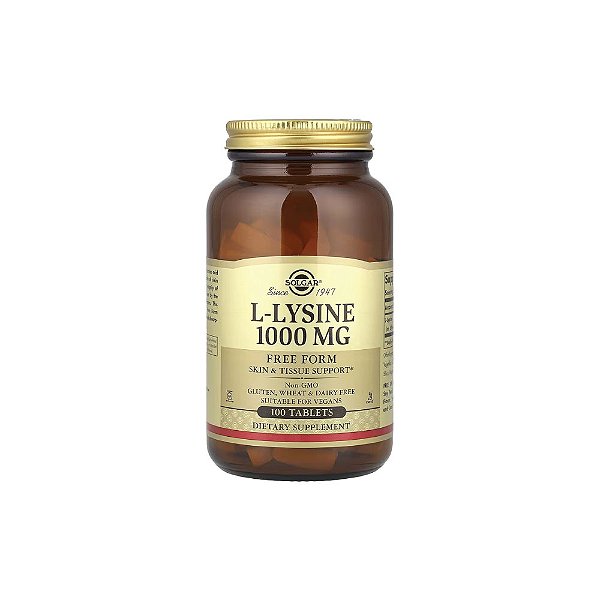 L-Lisina Forma Livre 1.000 mg 100 Comprimidos - Solgar