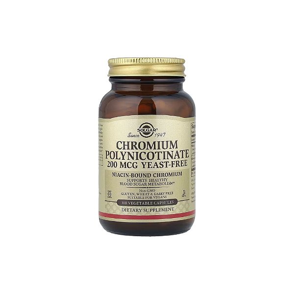Polinicotinato de Cromo 200mcg 100 Cápsulas Vegetais - Solgar