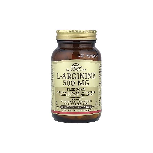 L-Arginina 500 mg 100 Cápsulas Vegetais - Solgar