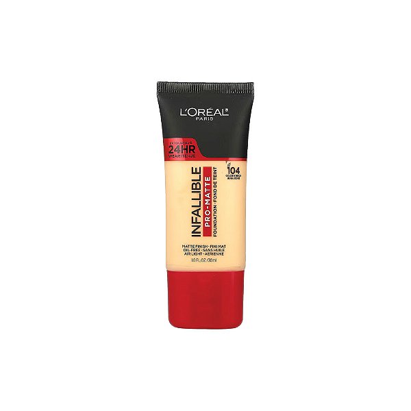 Base Pro-Matte Infalível 104 Bege Dourado 30 ml - L'Oréal