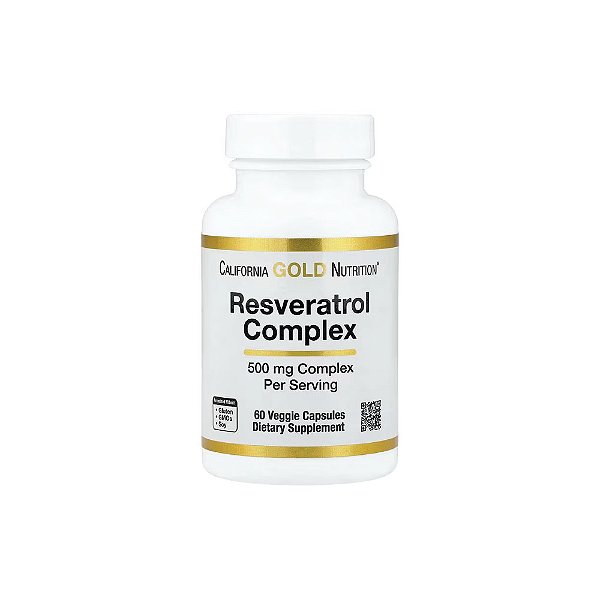 Complexo de Resveratrol com Extrato da Semente de Uva Extrato de Vinho Tinto e trans-Resveratrol 60 Cápsulas Vegetais - California Gold Nutrition
