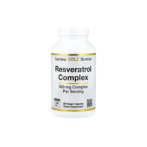 Complexo de Resveratrol com Extrato da Semente de Uva Extrato de Vinho Tinto e trans-Resveratrol 250 Cápsulas Vegetais - California Gold Nutrition