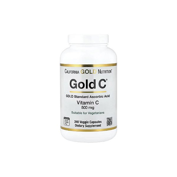 Gold C® Vitamina C de Classe USP 500 mg 240 Cápsulas Vegetais - California Gold Nutrition