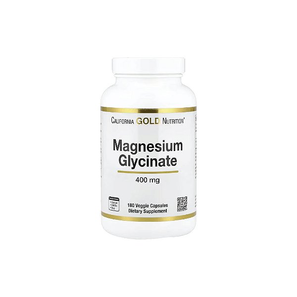 Glicinato de Magnésio 180 Cápsulas Vegetais (133 mg por Cápsula) - California Gold Nutrition