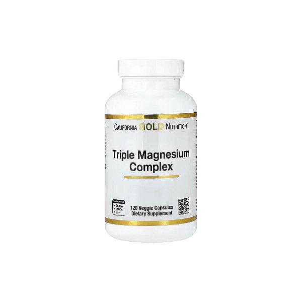 Complexo Triplo de Magnésio Malato Citrato e Bisglicinato Quelato 120 Cápsulas Vegetais - California Gold Nutrition