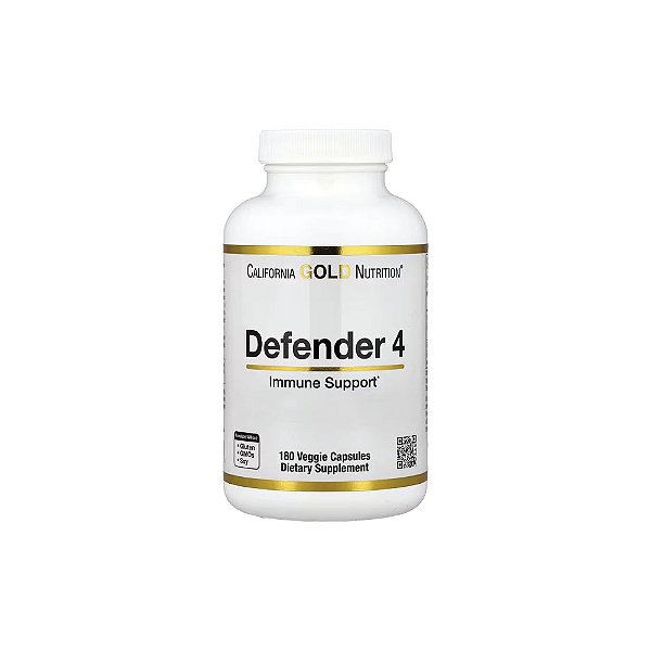 Defender 4 com Vitamina C Vitamina D Zinco e Selênio 180 Cápsulas Vegetais - California Gold Nutrition