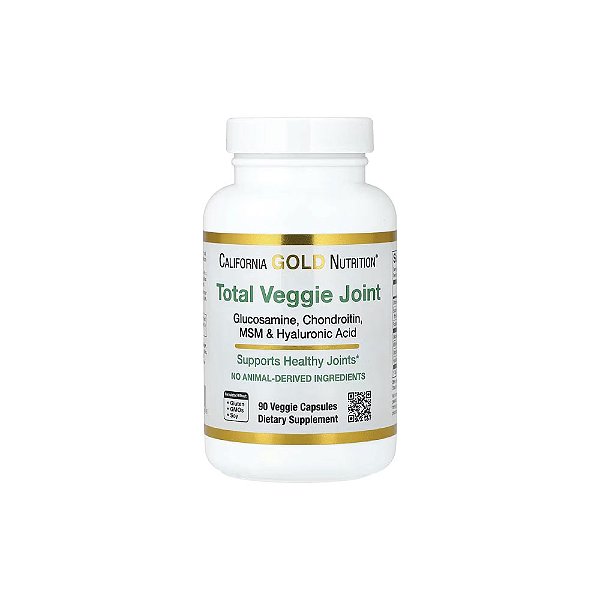 Fórmula de Suporte às Articulações Total Veggie Articulações com Glicosamina Condroitina MSM e Ácido Hialurônico 90 Cápsulas Vegetais - California Gold Nutrition