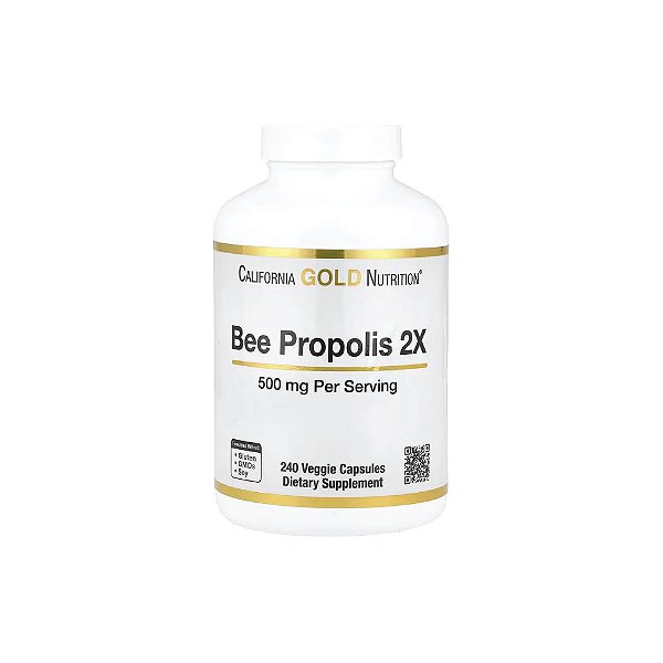 Própolis de Abelha 2X Extrato Concentrado 500 mg 240 Cápsulas Vegetais - California Gold Nutrition