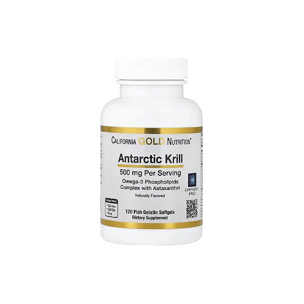 Óleo de Krill Antártico Complexo de Fosfolipídios Ômega-3 com Astaxantina 500 mg 120 Cápsulas Gelatinosas - California Gold Nutrition