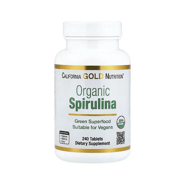 Espirulina Orgânica 240 Comprimidos (500 mg por Comprimido) - California Gold Nutrition