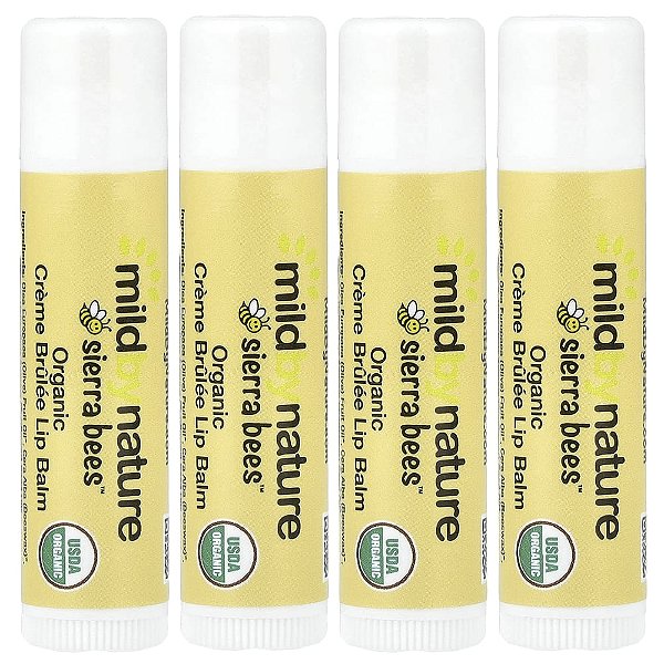Sierra Bees™ Bálsamos Labiais Orgânicos Creme Brulee 4 Unidades 4,25 g Cada - Mild By Nature