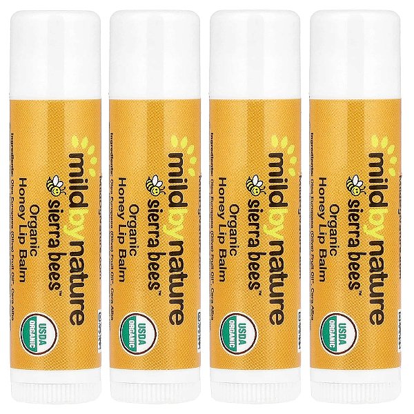 Sierra Bees™ Bálsamos Labiais Orgânicos Mel Embalagem com 4 Unidades 4,25 g Cada - Mild By Nature