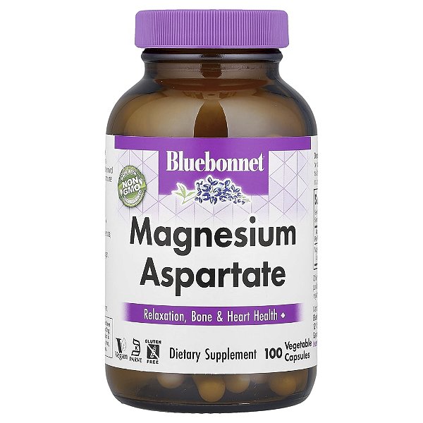 Aspartato de Magnésio 100 Cápsulas Vegetais (200 mg por Cápsula) - Bluebonnet Nutrition