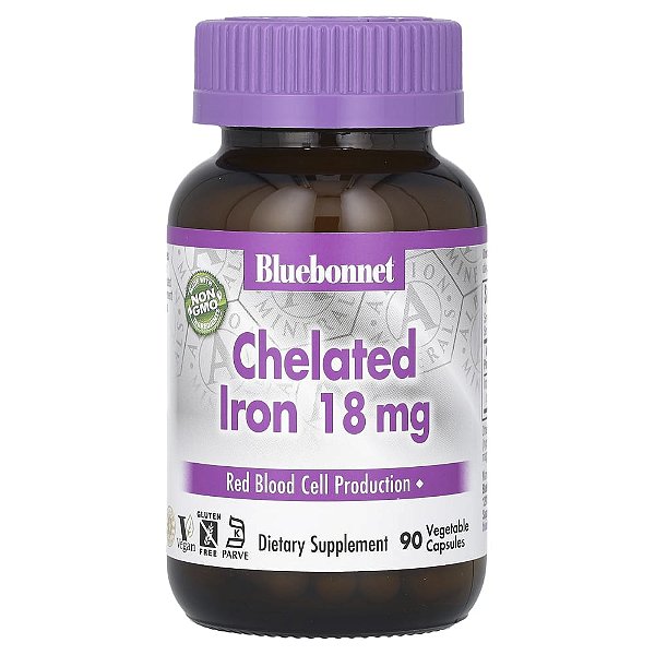 Ferro Quelado 18 mg 90 Cápsulas Vegetais - Bluebonnet Nutrition