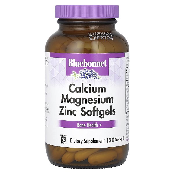 Cálcio Magnésio e Zinco 120 Cápsulas Gelatinosas - Bluebonnet Nutrition