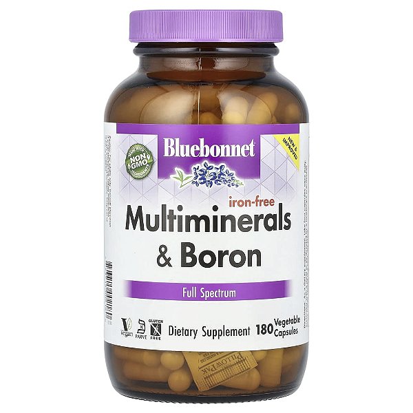 Multiminerais com Boro Sem Ferro 180 Cápsulas Vegetais - Bluebonnet Nutrition