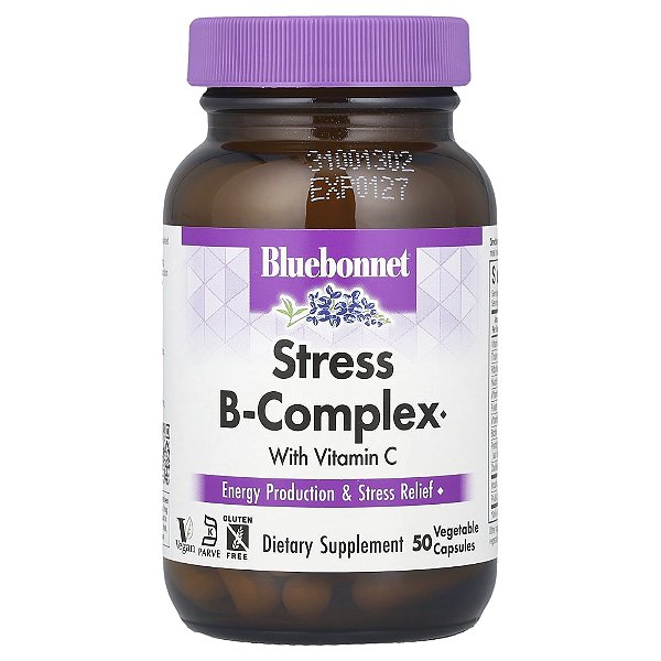 Complexo B para Estresse com Vitamina C 50 Cápsulas Vegetais - Bluebonnet Nutrition
