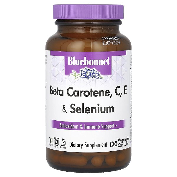 Betacaroteno Vitamina C Vitamina E e Selênio 120 Cápsulas - Bluebonnet Nutrition