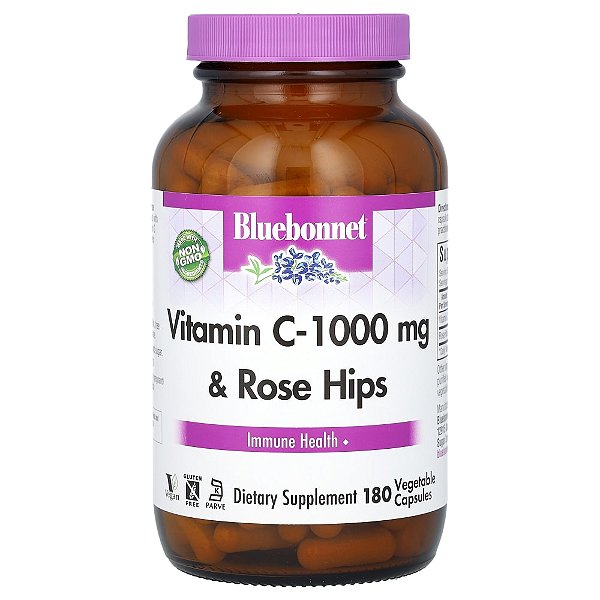 Vitamina C-1000 com Rosa-Mosqueta 1000mg 180 Cápsulas - Bluebonnet Nutrition
