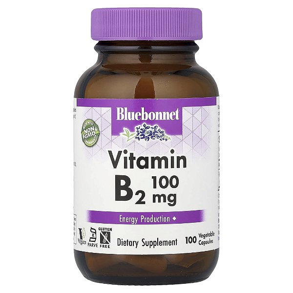 Vitamina B2 100 mg 100 Cápsulas Vegetais - Bluebonnet Nutrition