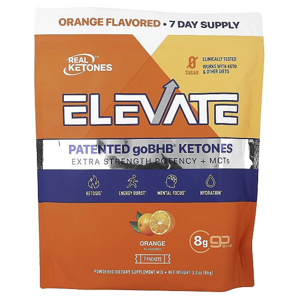 Elevate Laranja 7 Embalagens 12,3 g Cada - Real Ketones