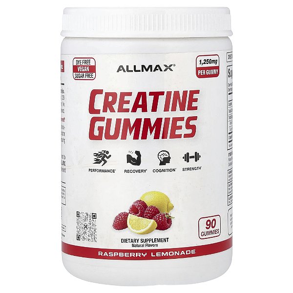 Gomas de Creatina Limonada com Framboesa 1250 mg 90 Gomas - ALLMAX