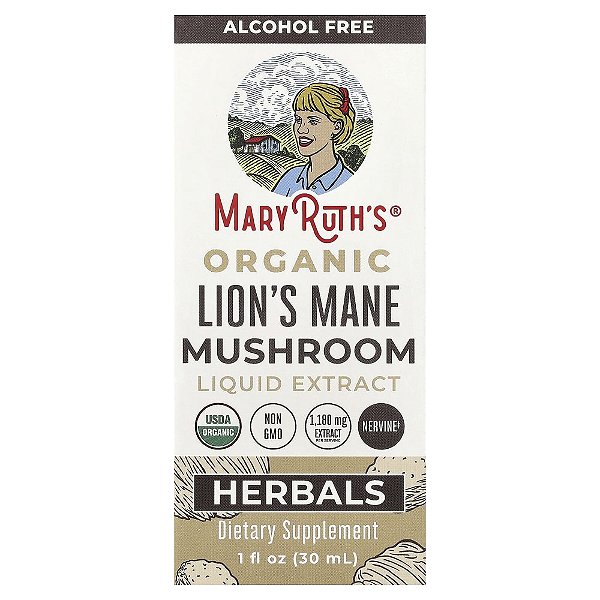 Extrato Líquido de Cogumelo Juba-de-Leão Orgânico Sem Álcool 30 ml - MaryRuth's