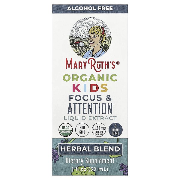 Organic Infantil Extrato Líquido para Foco e Atenção Sem Álcool 1180 mg 30 ml - MaryRuth's