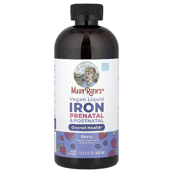 Ferro Líquido Vegano Pré-natal e Pós-natal Fruto Silvestre 450 ml - MaryRuth's