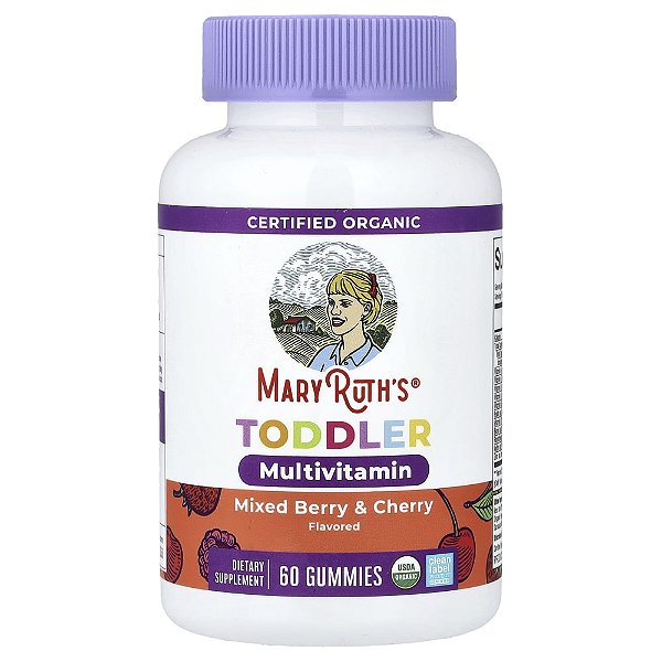 Gomas Multivitamínicas Orgânicas para Crianças Pequenas Frutos Silvestres Mistos e Cereja 100 mcg DFE 60 Gomas - MaryRuth's