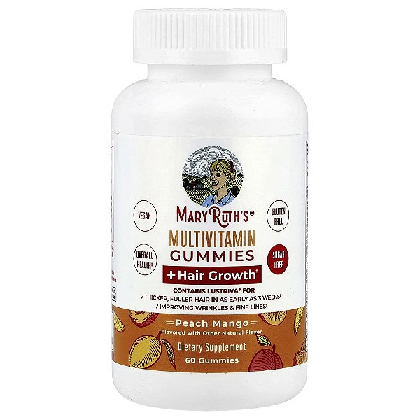 Gomas Multivitamínicas + Crescimento Capilar Pêssego e Manga 60 Gomas - MaryRuth's