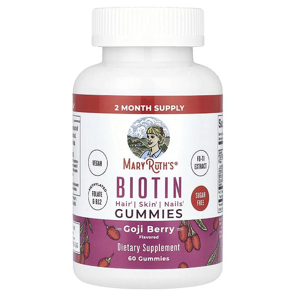 Gomas de Biotina Goji Frutas Vermelhas 60 Gomas - MaryRuth's