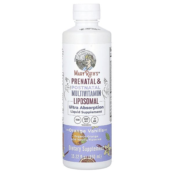 Multivitamínico Lipossomal Pré-natal e Pós-natal Laranja e Baunilha 450 ml - MaryRuth's