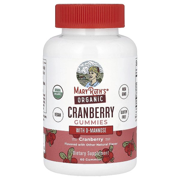 Orgânico Gomas de Cranberry com Dextromanose 60 Gomas - MaryRuth's