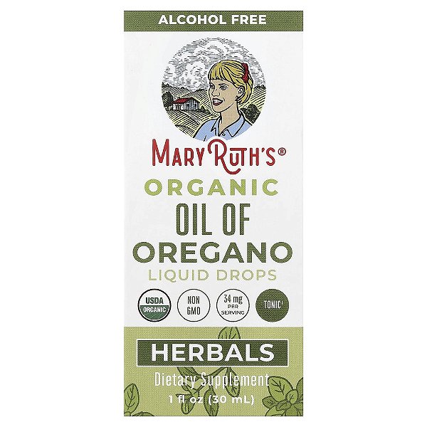 Gotas Líquidas de Óleo de Orégano Orgânicos Sem Álcool 30 ml - MaryRuth's