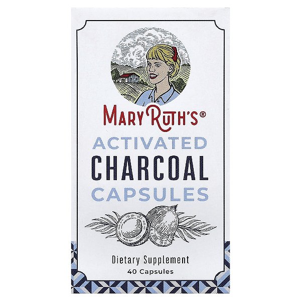 Cápsulas de Carvão Ativado 40 Cápsulas (475 mg por Cápsula) - MaryRuth's