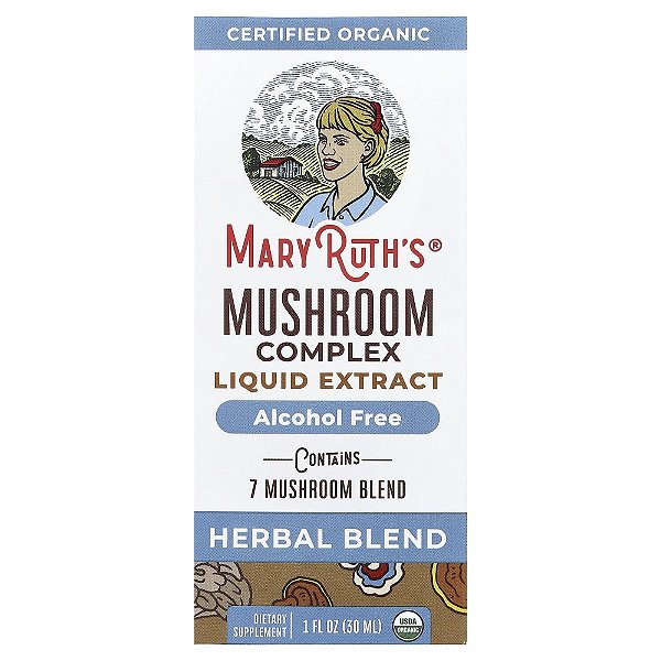 Extrato Líquido do Complexo de Cogumelos Orgânicos Sem Álcool 1200 mg 30 ml - MaryRuth's